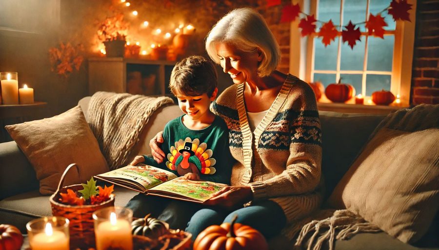 A Woman with Dementia Reads to Her Grandchild