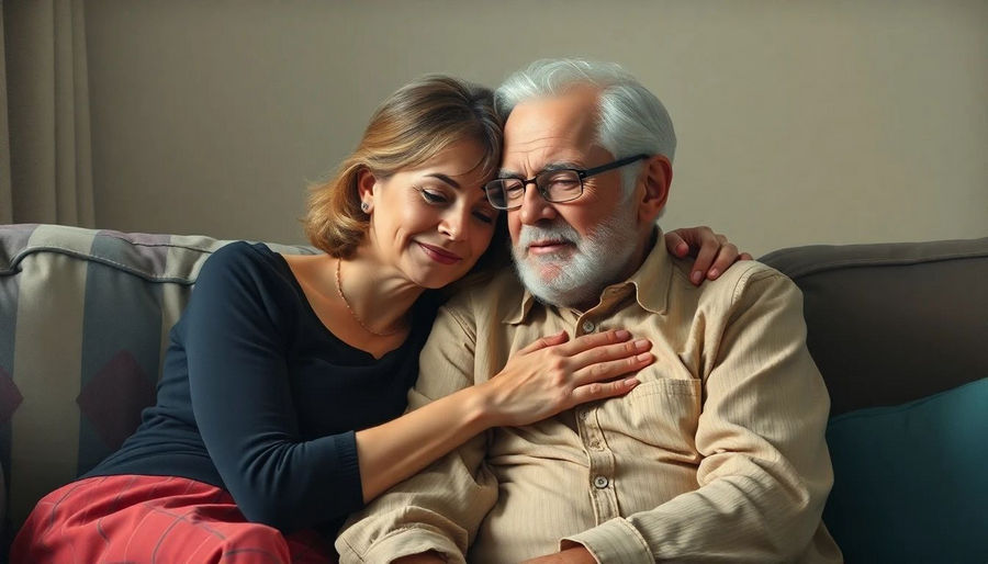 Daughter Consoling Her Elderly Father