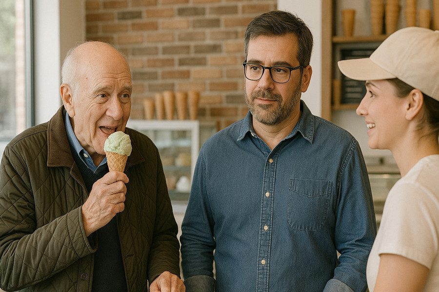 Paul's Father Eating Pistachio Ice Cream